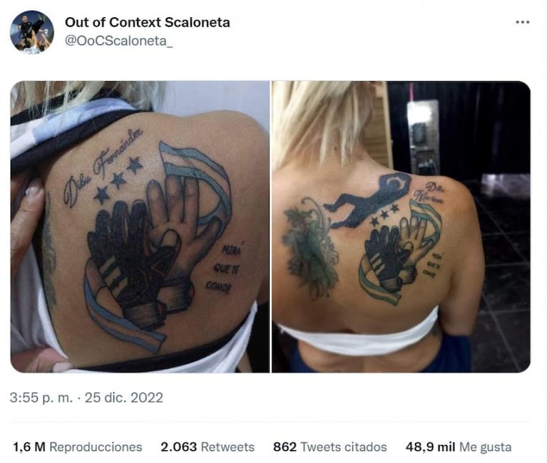 Viral: corrigieron el tatuaje fallido del Dibu Martínez