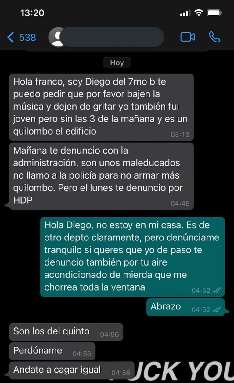 Viral: se quejó de la música fuerte por WhatsApp y la respuesta explotó en las redes sociales