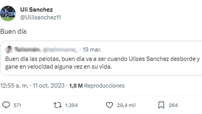 Viral: Ulises Sánchez "domó" a un hater de Belgrano tras la victoria ante Boca