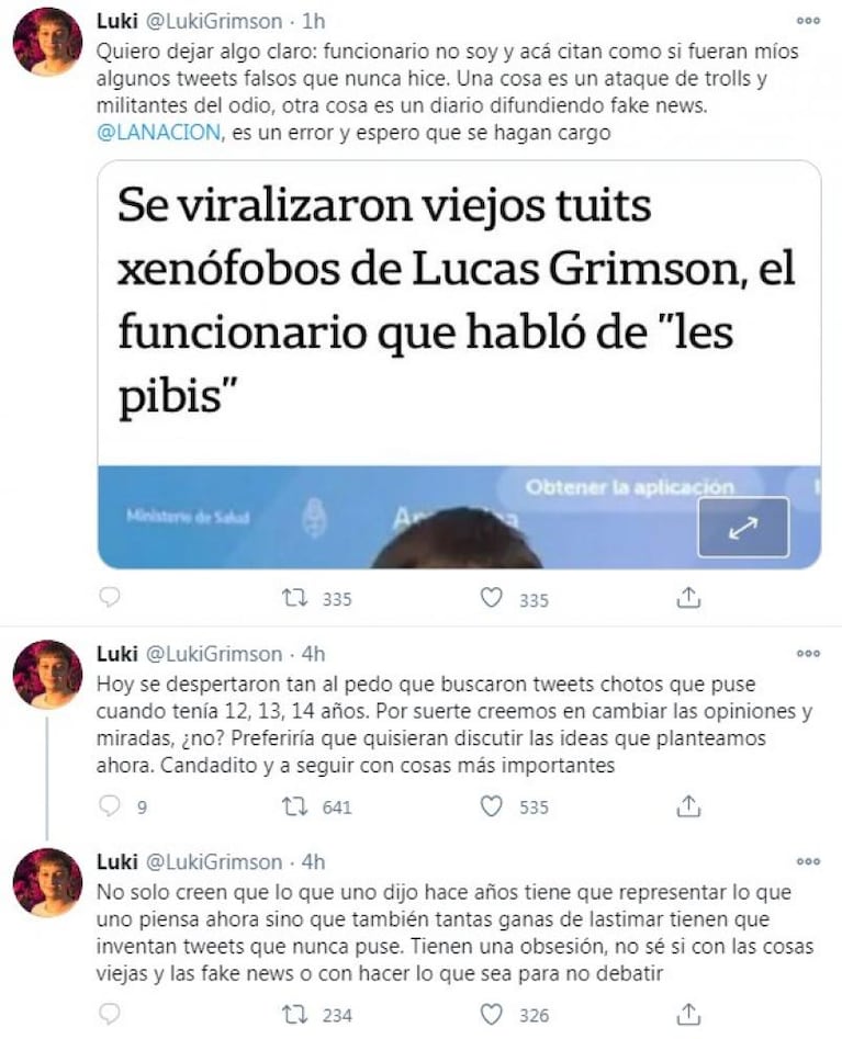 Viralizaron tuits xenófobos del empleado de Salud que habló de "les pibis" y salió a defenderse