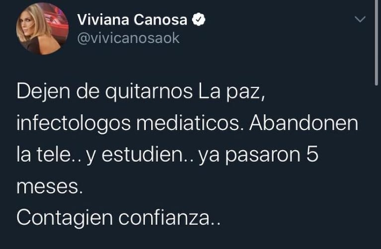 Viviana Canosa apuntó contra los infectólogos después de tomar dióxido de cloro