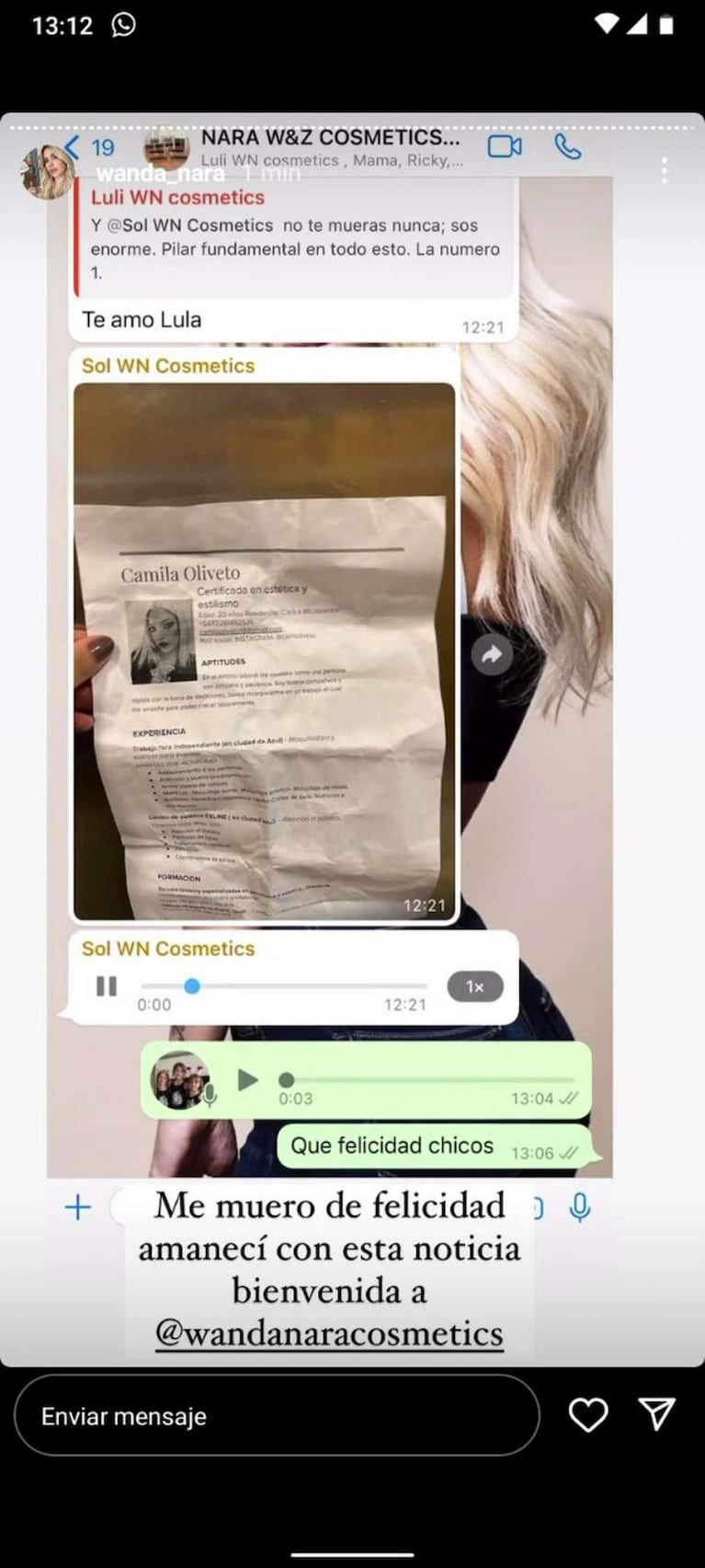 Wanda Nara contrató a la fan que le acercó el currículum en la inauguración de su local