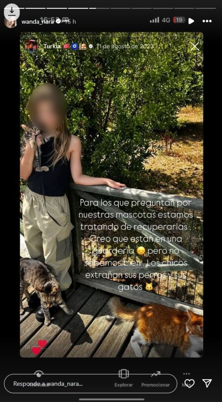 Wanda Nara dice que sus hijos extrañan a las mascotas. (Foto: Instagram/wanda_nara)