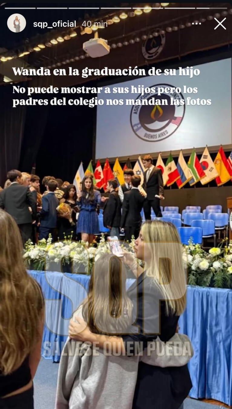 Wanda Nara en la graduación de una de sus hijas.