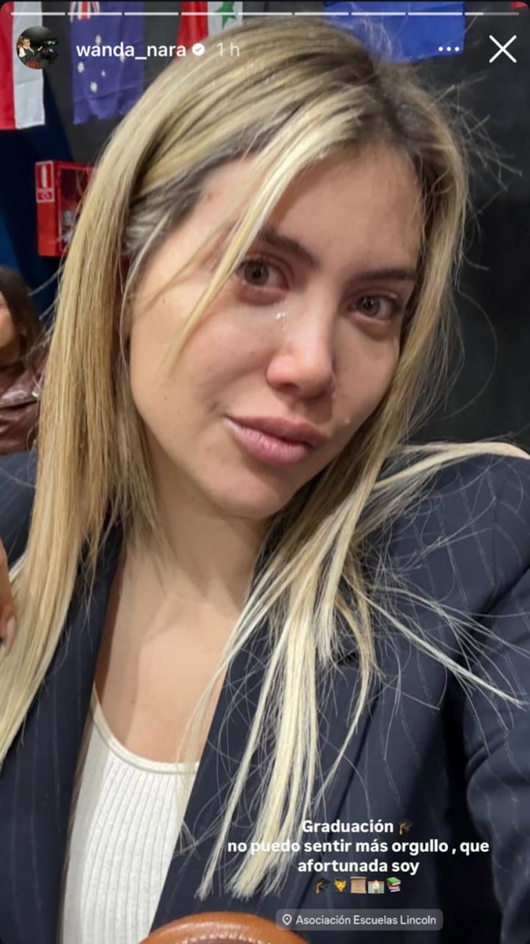 Wanda Nara en la graduación de una de sus hijas.