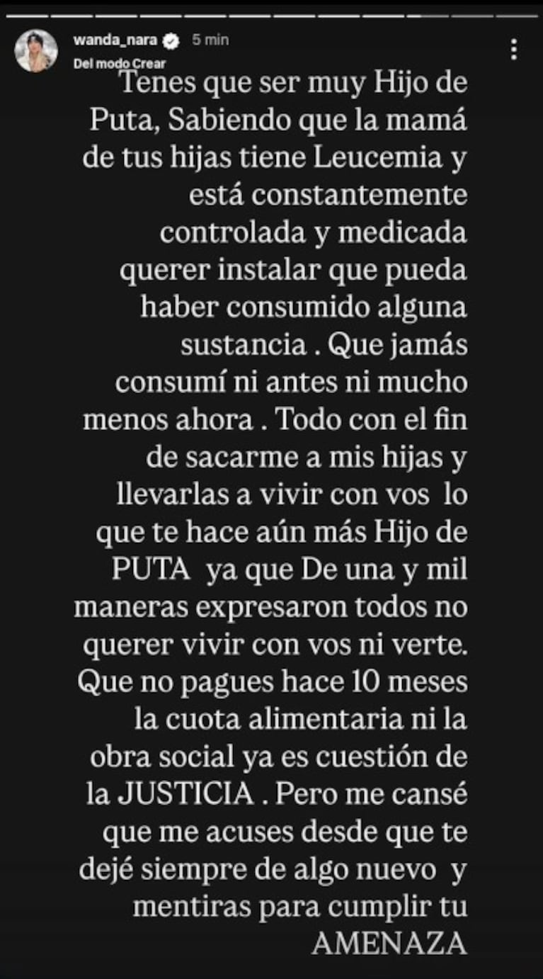 Wanda Nara estalló contra Icardi y mostró chats con su médico de la leucemia tras una grave acusación