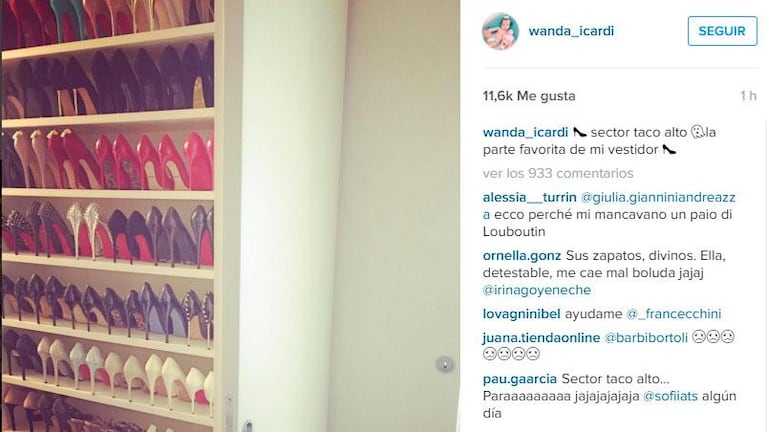 Wanda Nara mostró una lujosa colección de zapatos