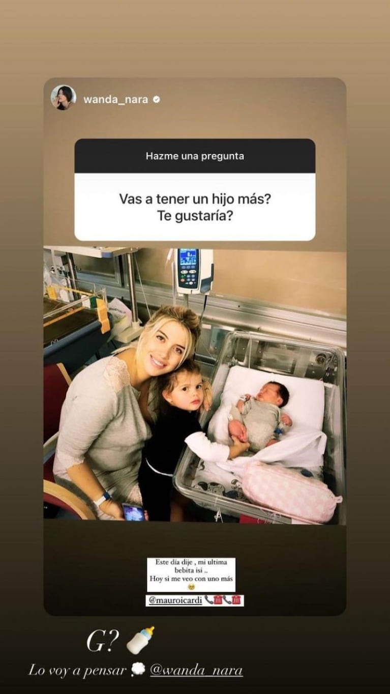 Wanda Nara reveló si tendría otro hijo e Icardi le respondió en las redes