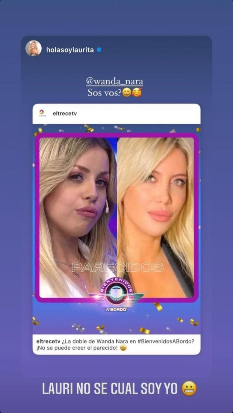 Wanda Nara se sorprendió al ver a su doble: hasta Laurita Fernández quedó impactada