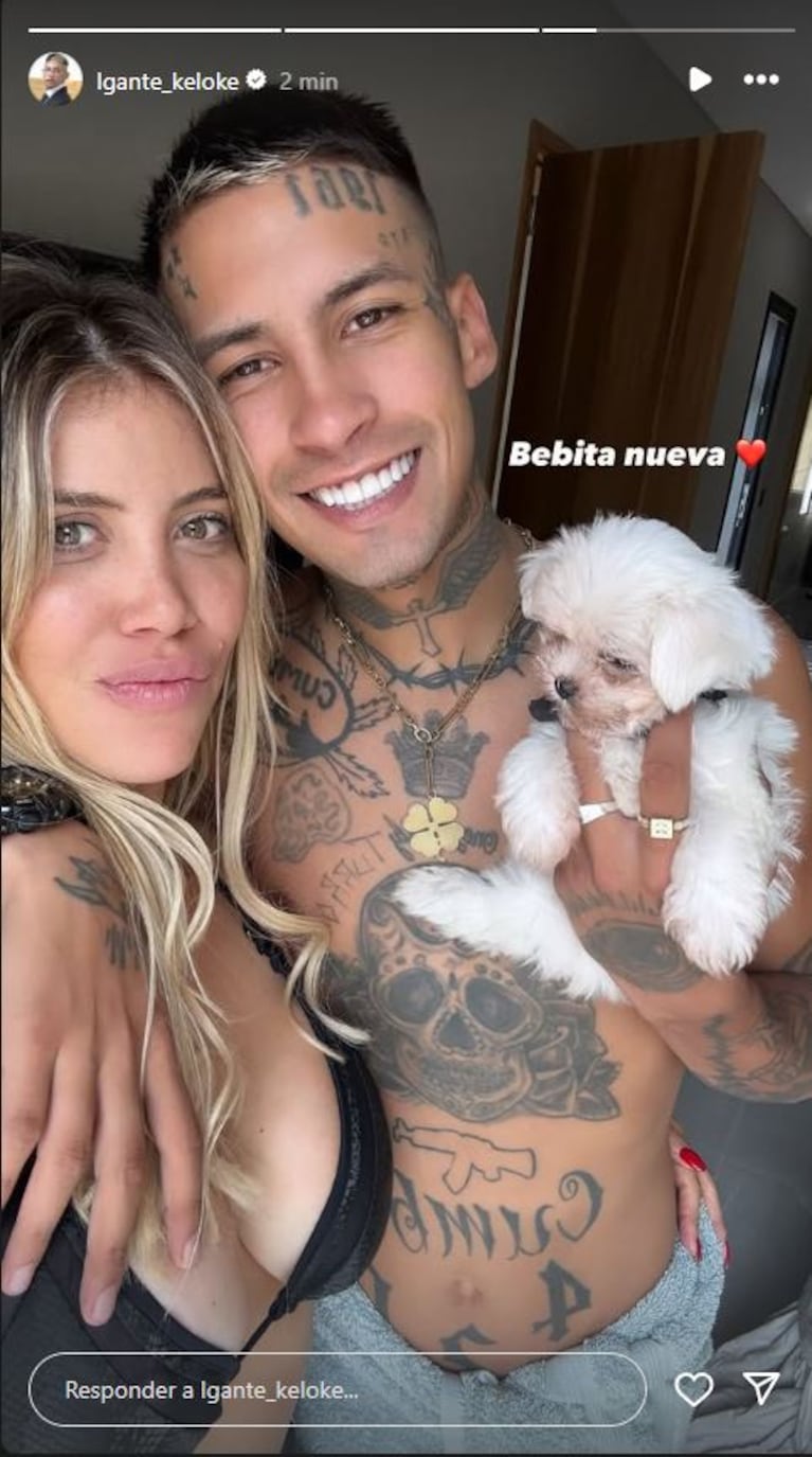 Wanda Nara y L-Gante presentaron al nuevo integrante de su familia. (Foto: Instagram /lgante_keloke)