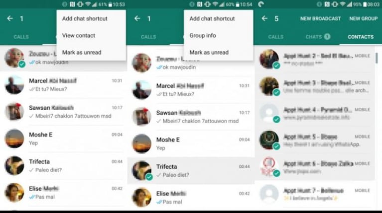 WhatsApp aplicó cambios en el manejo de grupos, contactos y conversaciones