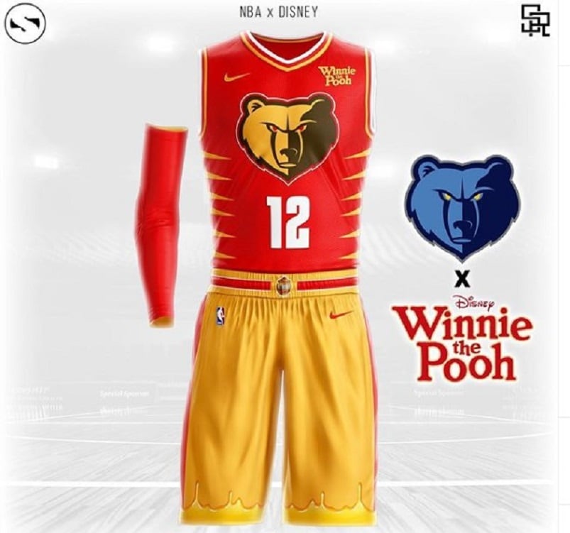 Winnie Pooh reemplazó al oso emblema de Memphis Grizzlies. 