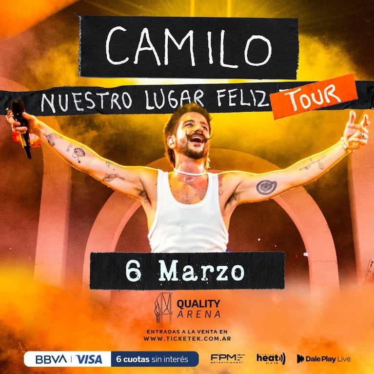 Ya están a la venta las entradas para el show de Camilo en Córdoba. (Foto: Instagram / @quality_espacio)