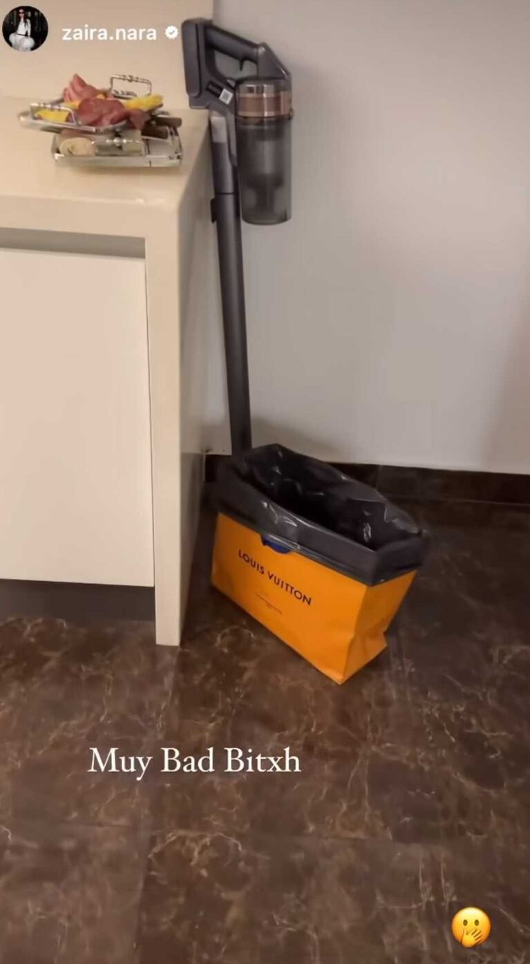 Zaira Nara mostró el insólito tacho de basura de Wanda Nara. (Foto: instagram/zaira.nara)