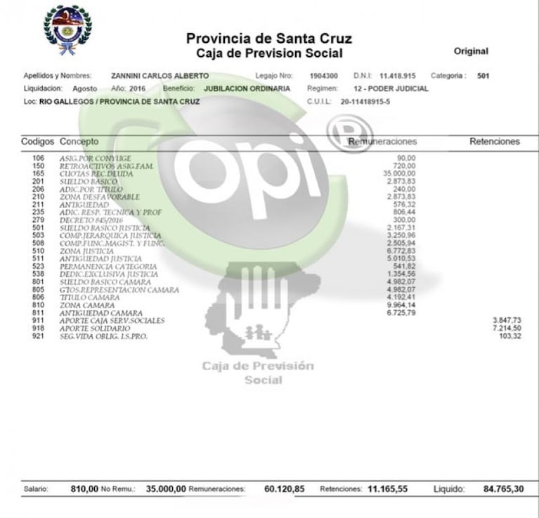 Zannini cobra más de 200 mil pesos por mes