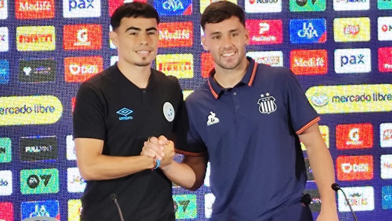 Zelarayán y Schott en conferencia de prensa en la previa del clásico del domingo en Alberdi.